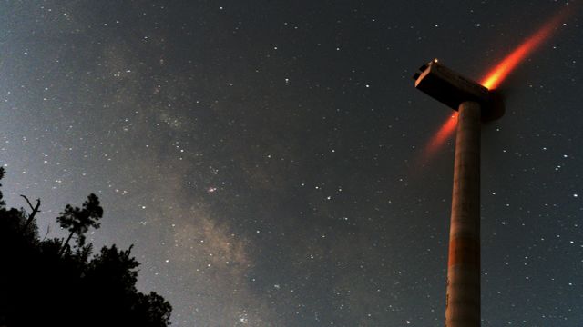Milky Way over a wind turbine