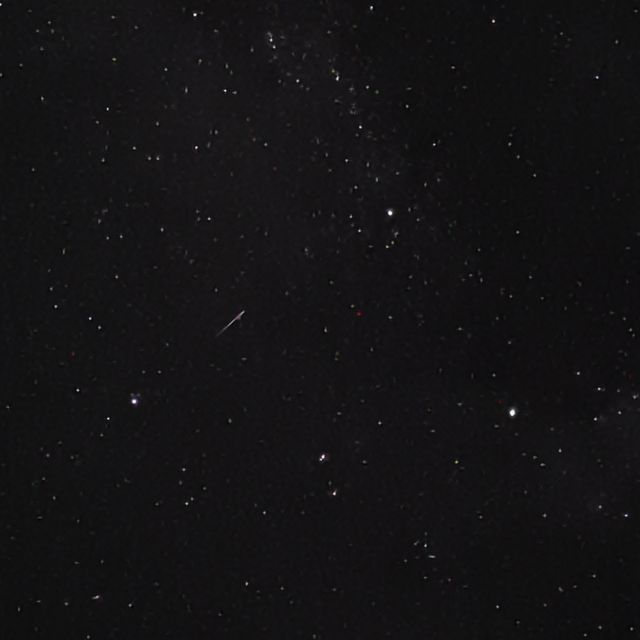 A bright streak in the starry night sky